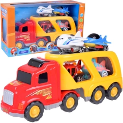 Veľký ťahač – auto transportér s lietadlami a helikoptérou so zvukmi