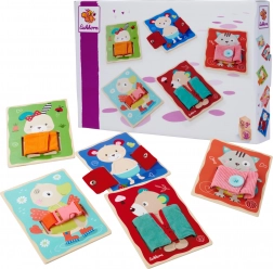 Drevená vzdelávacia hra – tabuľky obliekania zvieratiek EICHHORN