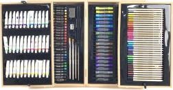 Profesionálna umelecká sada v drevenom kufríku 174 prvkov