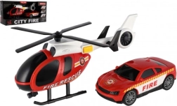Hasičská záchranárska sada s vrtuľníkom a autom