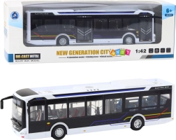 Kovový mestský autobus so svetlami a zvukmi 1:42 biely