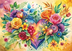 Puzzle kvetinové srdce 1000 dielikov
