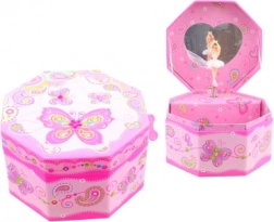 Hudobná šperkovnica s motýľmi a baletkou