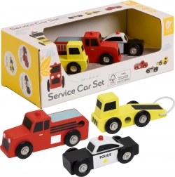 Klasická World drevené autíčka Polícia Hasiči Odtahovka sada 3 ks