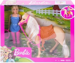 Barbie jazdecký set s koňom a helmou