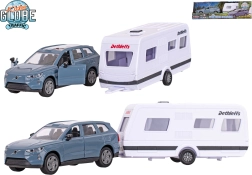 Kids Globe Traffic Volvo EX90 s karavanom Dethleffs – kovový model s pull-back pohonom