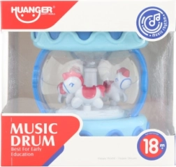 Detský bubienok pre bábätko modrý s koníkmi so svetlom a zvukom - 1 kus