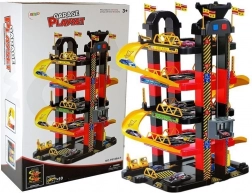 Päťposchodové parkovacie garáže s výťahom na batérie a 10 autíčkami, so svetlami