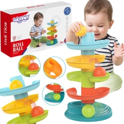 Woopie Baby guľôčková dráha so špirálovou vežou a 3 loptičkami