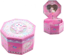 Ružová hracia šperkovnica s baletkou a zrkadielkom