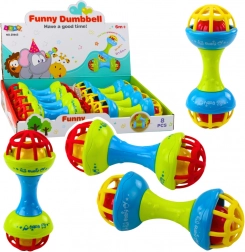 Hrkálka a hryzátko pre bábätká v tvare činky, farebné