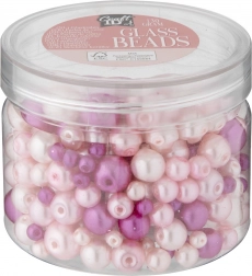 Súprava sklenených korálkov v ružových odtieňoch