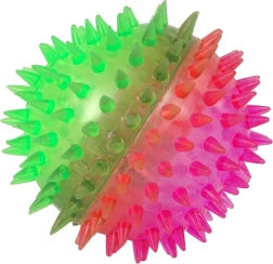 Priehľadná loptička s hrotmi 8,5 cm s dvojfarebným svetlom