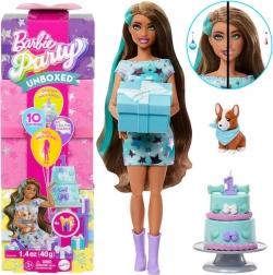 Barbie Party Unboxed narodeninová bábika so psíkom corgi