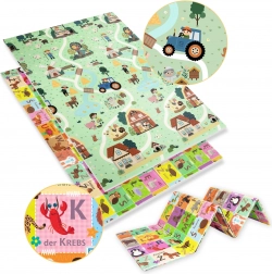 Dvojvrstvová skladacia penová vzdelávacia podložka XPE 120 × 180 s nemeckou abecedou a motívom farmy Humbi