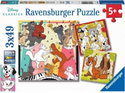 Ravensburger puzzle Disney Classics: zvieratká v dobrej nálade 3×49 dielikov