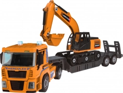Otočné stavebné vozidlá + nákladné auto + bager + vŕtačka/skrutkovač - 185 dielov