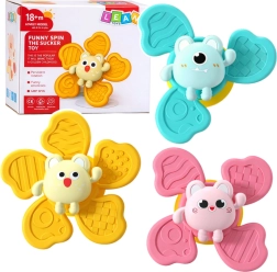 Sada senzorických spinnerov s prísavkou pre bábätká a batoľatá, 3 ks