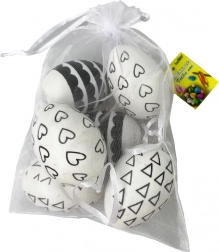 Dekoračné plastové vajíčka čiernobiele 4x6 cm