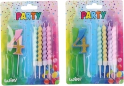 Párty sviečka číslo 4 so 4 sviečkami