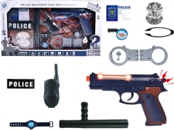 Veľká policajná sada s pištoľou, zvukom a odznakom