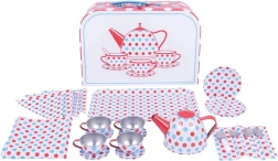 Detský čajový servis s bodkami v kufríku