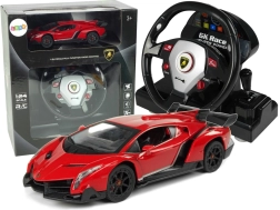 Diaľkovo ovládané Lamborghini Veneno Red 2.4G Pilot Volantové zvukové svetlá 1:24