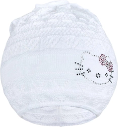 Pletená čiapočka-šatka New Baby mačička biela 104 (3–4 roky)