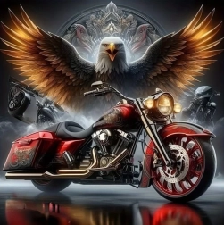 Diamantové maľovanie motorka s orlom 30 × 40 cm