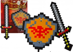 Penený rytiersky set s pixelovým mečom a štítom