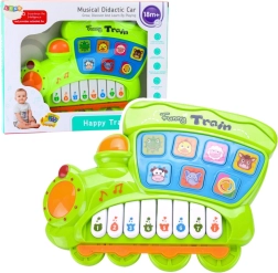 Detské elektrické vzdelávacie pianínko lokomotíva – zelené