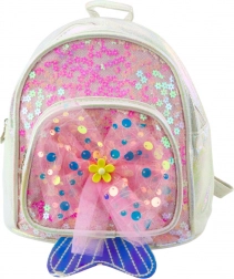 Detský batôžtek s tylovou mašľou biely