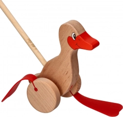 Drevená kačka na tlačenie pre deti