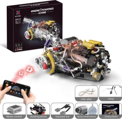 Stavebnica motora s USB, LED svetlom a dymovým efektom (1394 dielov)