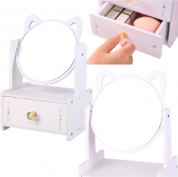 Mini toaletný stolík so zrkadlom a zásuvkou s uškami