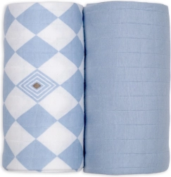 Lodger swaddler z organickej bavlny 110 × 110 cm, blue fogg - 2 kusy