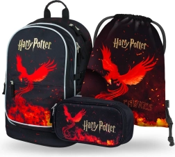 baagl školský set 3 ks harry potter fénix – batoh, peračník a vrecko