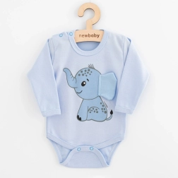 Dojčenské body s dlhým rukávom New Baby Happy Elephant modré 80