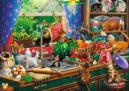 TREFL Puzzle Premium Plus: Čajový čas s rozvernými mačiatkami 1000 dielikov