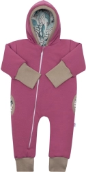 Zateplený jarný overal s kapucňou New Baby Spring ružovo-fialový