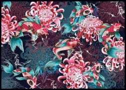 Puzzle Tajná záhrada: Koi kapry a chryzantémy 1000 dielikov