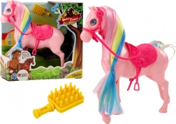 Figúrka Koňa s Farebnou Hrivou a Ružovým Sedlom
