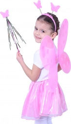 Motýlí kostým s ružovými krídlami a doplnkami