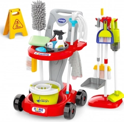 woopie detský upratovací vozík 3v1 xxl, 29 dielov – červený