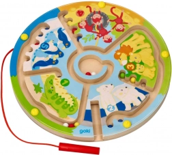 GOKI drevený magnetický labyrint Zoo