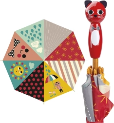 Farebný detský dáždnik s rukoväťou v tvare mačky