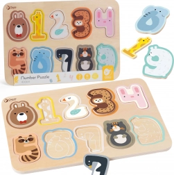 Klasické drevené puzzle číslice Montessori 11 ks