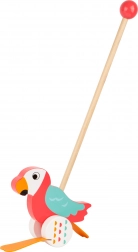 Small foot jazdiaci papagáj Lori – drevené odrážadlo na tlačenie pre prvé krôčiky