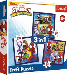 Puzzle Spidey: pavúky a dinosaury 3v1 (20, 36 a 50 dielikov)