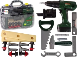 Detská sada náradia s kufríkom a zelenou vŕtačkou na batérie